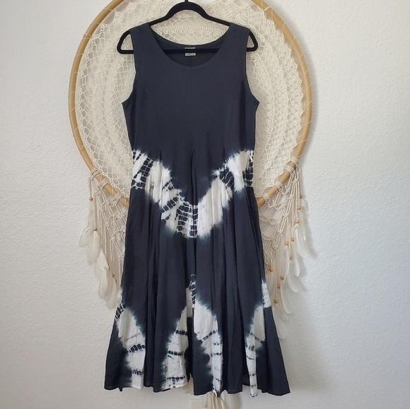 Vintage X Advanced Apparels Boho Gypsy Tie Dye Sleeveless Goth Midi Dress - Picture 8 of 11